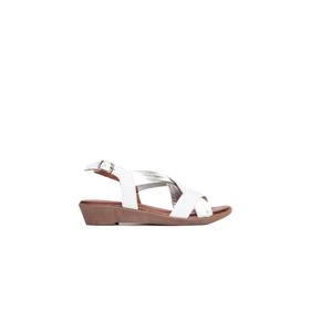 Bueno Shoes 01WL1505 Beyaz Gümüş Deri Kadın Topuklu Sandalet