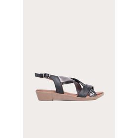 Bueno Shoes 01WL1505 Siyah Deri Topuklu Kadın Sandalet