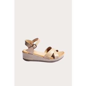 Bueno Shoes 01wl3303 Gül Kurusu Deri Kadın Dolgu Topuklu Sandalet