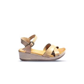 Bueno Shoes 01wl3303 Gül Kurusu Deri Kadın Dolgu Topuklu Sandalet