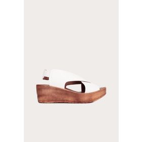 Bueno Shoes 01WL3402 Sarı Deri Kadın Dolgu Topuklu Sandalet