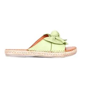 Bueno Shoes 01WL4605 Yeşil Deri Kadın Espadril Terlik