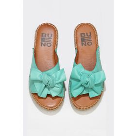 Bueno Shoes 01WL4605 Yeşil Nil Deri Kadın Espadril Terlik