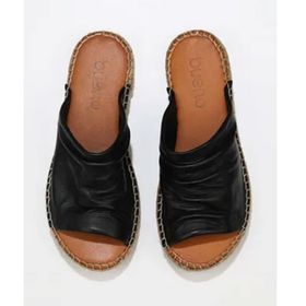 Bueno Shoes 01WL4617 Siyah Deri Kadın Espadril Terlik