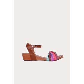 Bueno Shoes 01WL6800 Multi Deri Kadın Dolgu Topuklu Sandalet