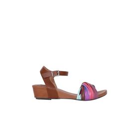 Bueno Shoes 01WL6800 Multi Deri Kadın Dolgu Topuklu Sandalet