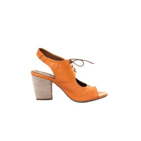 Bueno Shoes 01WN0100 Turuncu Deri Topuklu Kadın Sandalet