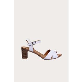 Bueno Shoes 01WN1501 Beyaz Deri Kadın Topuklu Sandalet