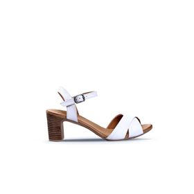 Bueno Shoes 01WN1501 Beyaz Deri Kadın Topuklu Sandalet