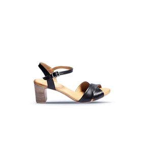 Bueno Shoes 01WN1501 Siyah Deri Kadın Topuklu Sandalet