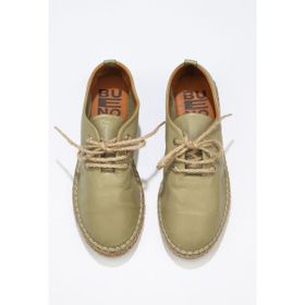 Bueno Shoes 01WN1617 Haki Deri Kadın Espadril Ayakkabı