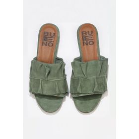 Bueno Shoes 01WN1908 Yeşil Açık Süet Kadın Düz Terlik