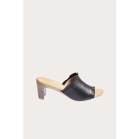 Bueno Shoes 01WN4002 Siyah Deri Kadın Topuklu Terlik