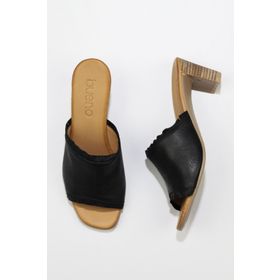 Bueno Shoes 01WN4002 Siyah Deri Kadın Topuklu Terlik