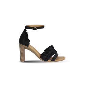 Bueno Shoes 01WN4114 Siyah Deri Kadın Topuklu Sandalet