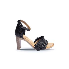 Bueno Shoes 01WN4114 Siyah Deri Kadın Topuklu Sandalet