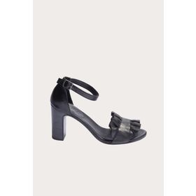 Bueno Shoes 01WN4300 Siyah Deri Kadın Topuklu Sandalet