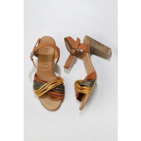 Bueno Shoes 01WN4302 Sarı Multi Deri Kadın Topuklu Sandalet