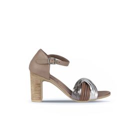Bueno Shoes 01WN4319 Gümüş Multi Deri Kadın Topuklu Sandalet