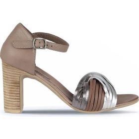 Bueno Shoes 01WN4319 Gümüş Multi Deri Kadın Topuklu Sandalet