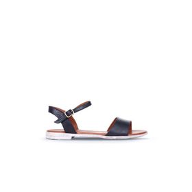 Bueno Shoes 01WN5003 Siyah Deri Kadın Düz Sandalet