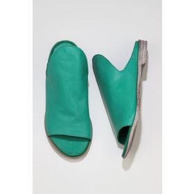 Bueno Shoes 01WN5019 Yeşil Deri Kadın Düz Terlik