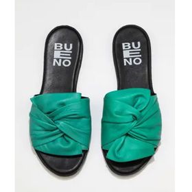 Bueno Shoes 01WN5040 Yeşil Deri Kadın Düz Terlik