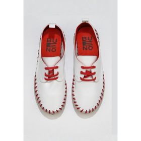 Bueno Shoes 01wq0200 Beyaz Kırmızı Deri Kadın Düz Ayakkabı