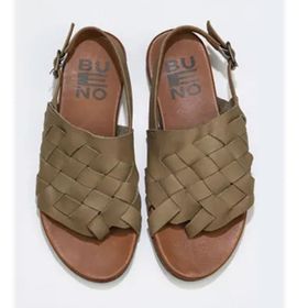 Bueno Shoes 01WQ0506 Yeşil Deri Kadın Sandalet