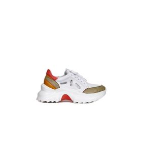 Bueno Shoes 01WQ10100 Haki Deri Kadın Dolgu Topuklu Spor Ayakkabı