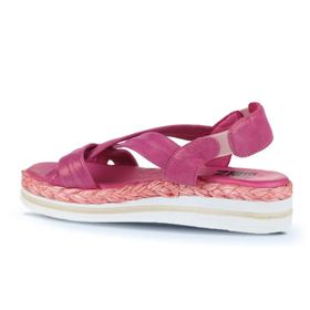 Bueno Shoes 01WQ1609 Fuşya Deri Kadın Dolgu Topuklu Sandalet