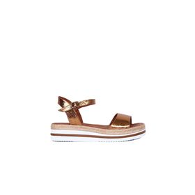 Bueno Shoes 01WQ1612 Bronz Deri Kadın Dolgu Topuklu Sandalet