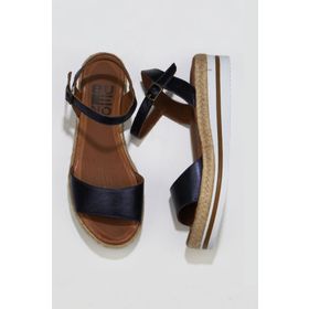 Bueno Shoes 01WQ1612 Lacivert Parlak Deri Kadın Dolgu Topuklu Sandalet
