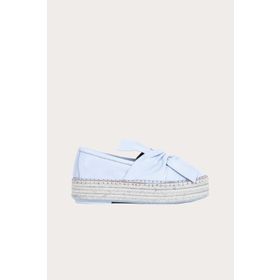 Bueno Shoes 01WQ3502 Mavi Deri Kadın Dolgu Topuklu Espadril Ayakkabı