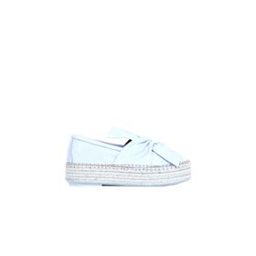 Bueno Shoes 01WQ3502 Mavi Deri Kadın Dolgu Topuklu Espadril Ayakkabı