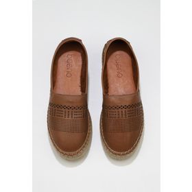 Bueno Shoes 01WQ3510 Kahverengi Deri Dolgu Topuklu Kadın Espadril Ayakkabı