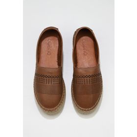 Bueno Shoes 01WQ3510 Kahverengi Deri Dolgu Topuklu Kadın Espadril Ayakkabı