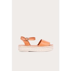 Bueno Shoes 01WQ3515 Taba Deri Kadın Dolgu Topuklu Sandalet