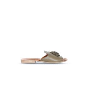 Bueno Shoes 01wq5615 Yeşil Deri Kadın Düz Sandalet