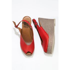 Bueno Shoes 01WQ5802 Kırmızı Deri Kadın Dolgu Topuklu Sandalet
