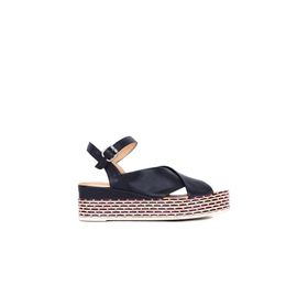 Bueno Shoes 01WQ5901 Siyah Deri Dolgu Topuklu Kadın Sandalet