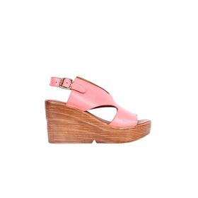 Bueno Shoes 01WQ6101 Beyaz Deri Kadın Dolgu Topuklu Sandalet