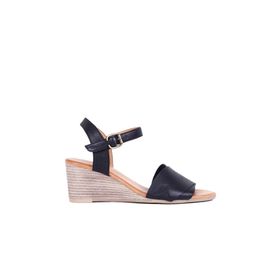 Bueno Shoes 01WQ8601 Siyah Kadın Deri Dolgu Topuklu Sandalet