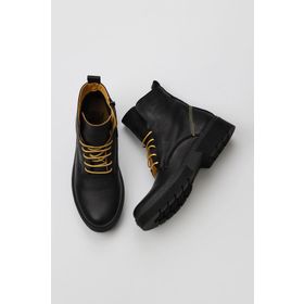 Bueno Shoes 01WR4905 Flotter Siyah Sarı Deri Düz Kadın Bot