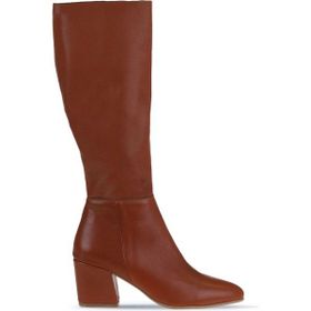 Bueno Shoes 01WR5104 Taba Koyu Deri Kadın Topuklu Çizme