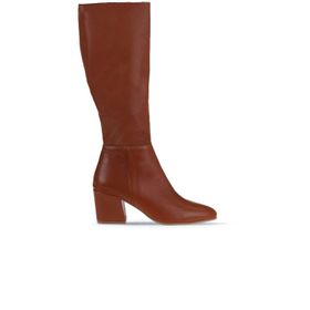 Bueno Shoes 01WR5104 Taba Koyu Deri Kadın Topuklu Çizme