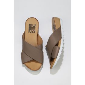 Bueno Shoes 01WS0502 Gri Deri Kadın Dolgu Topuklu Terlik