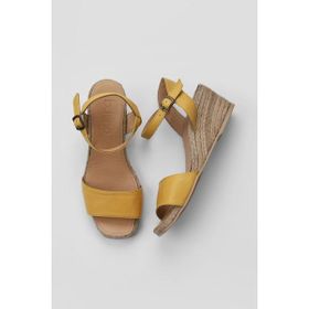 Bueno Shoes 01WS10304 Sarı Deri Kadın Dolgu Topuklu Espadril Sandalet