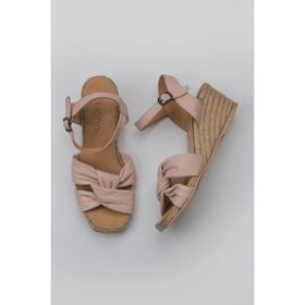 Bueno Shoes 01WS10307 Pudra Deri Kadın Dolgu Topuklu Espadril Sandalet