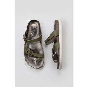 Bueno Shoes 01WS11000 Haki Deri Kadın Parmak Arası Terlik